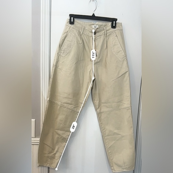 Easel Women’s Small Beige Utility Carpenter Pants 100% Cotton High Waist - Picture 10 of 13